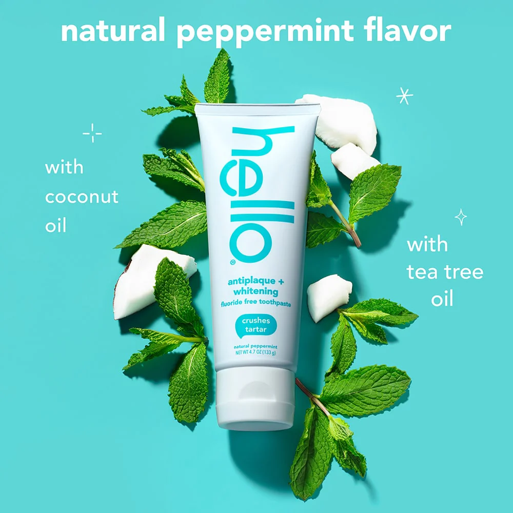 hello antiplaque + whitening fluoride free toothpaste twin pack - Image 4